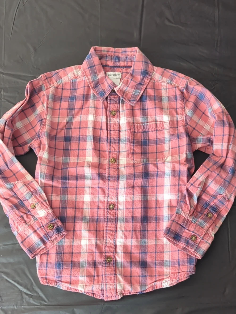 Carter's Pink and Blue Plaid Button-Down Shirt